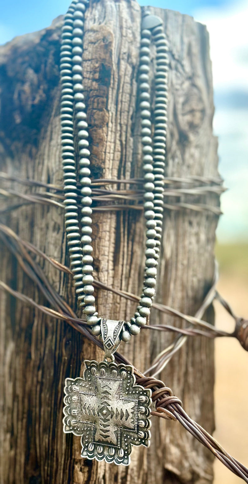 Shop Envi Me Jewelry The Mission Silver Cross Pearl Necklace