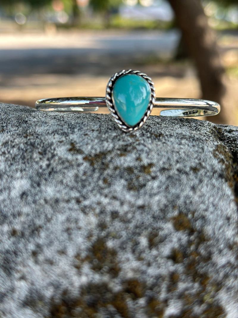 Shop Envi Me Bracelets Silver & Turquoise The Montego Sterling Silver & Turquoise Stacker Cuff Bracelet