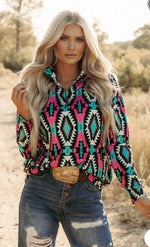 Shop Envi Me Tops and Tunics The Montezuma Aztec Half Zip  Pullover