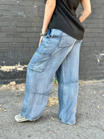 Just Black Bottoms The Must Have Chambray Wide Leg Cargo Pants