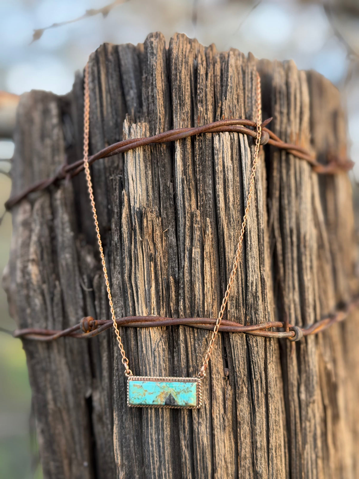 Shop Envi Me Necklaces The Must Have Real Copper Turquoise Bar Necklace