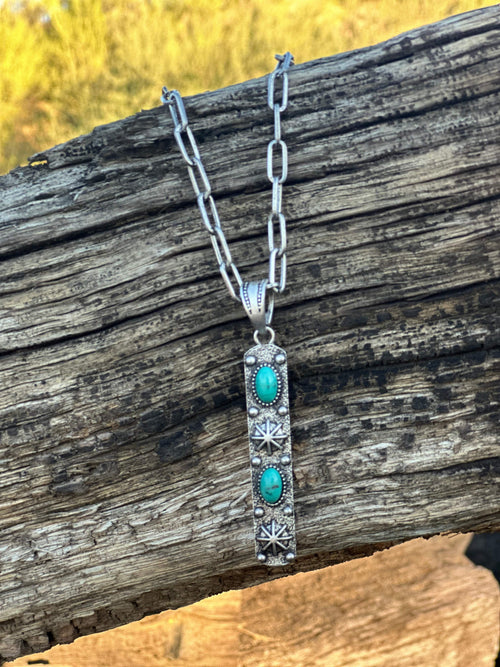 Shop Envi Me Necklaces The Must Have Turquoise Star Bar Paperclip Chain Necklace On Paperclip Chain