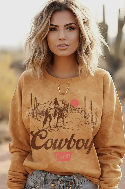 Shop Envi Me Tops and Tunics The Mustard Cowboy Country Mineral Wash Sweatshirt