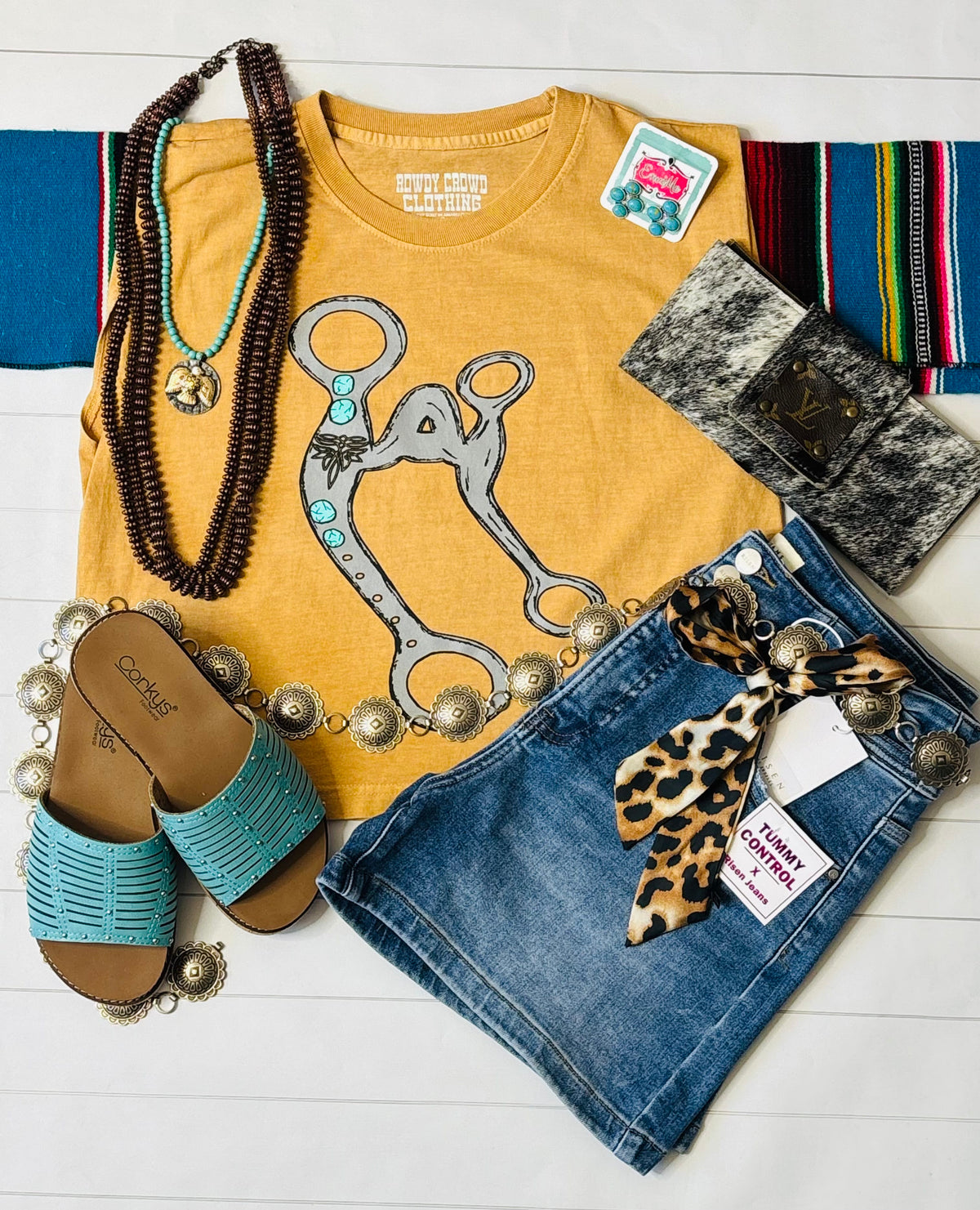 Shop Envi Me Tops and Tunics The Mustard Retro Bit Sleeveless Mom Crop Tee