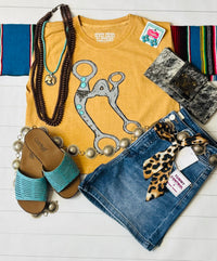 Shop Envi Me Tops and Tunics The Mustard Retro Bit Sleeveless Mom Crop Tee