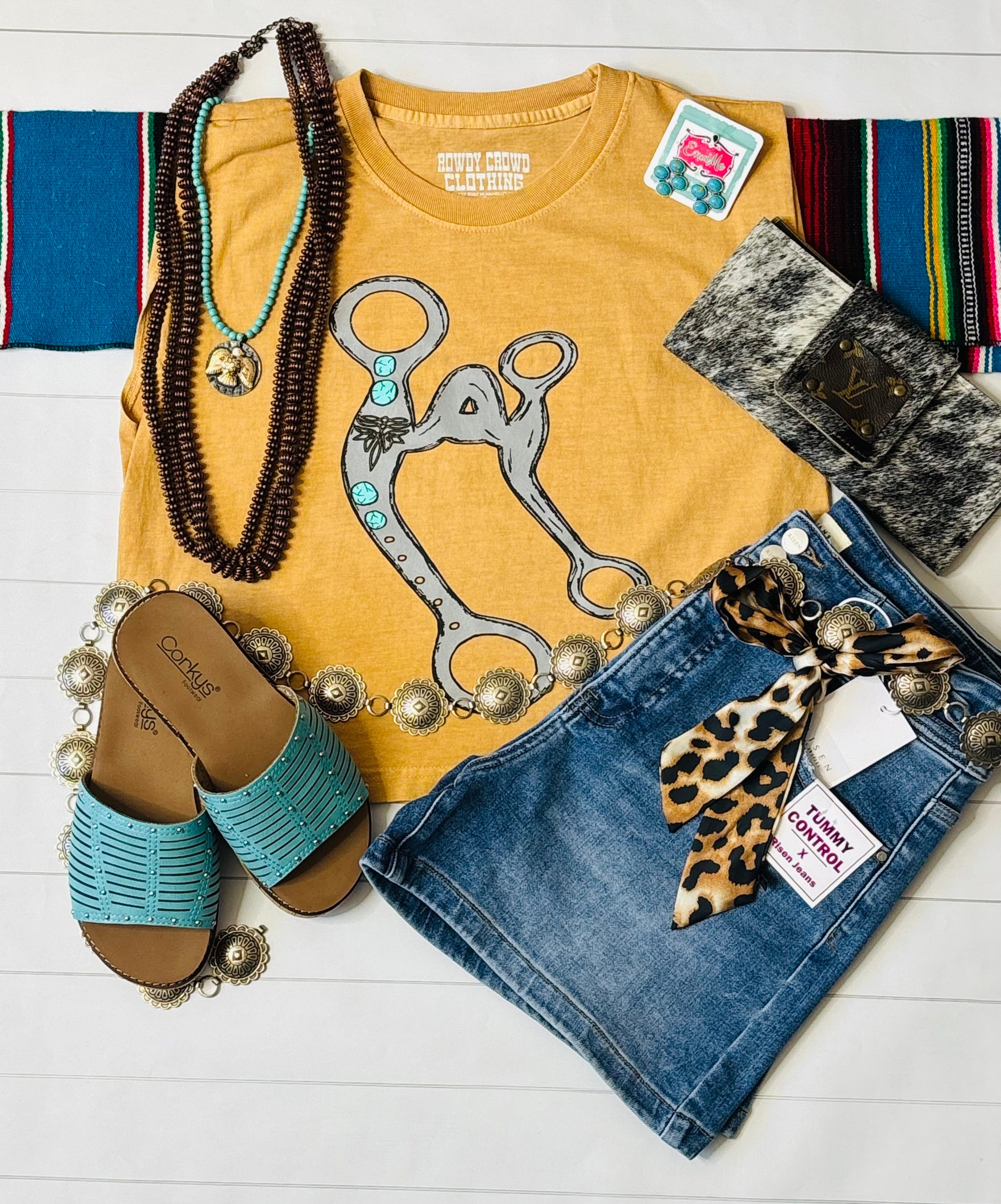 Shop Envi Me Tops and Tunics The Mustard Retro Bit Sleeveless Mom Crop Tee
