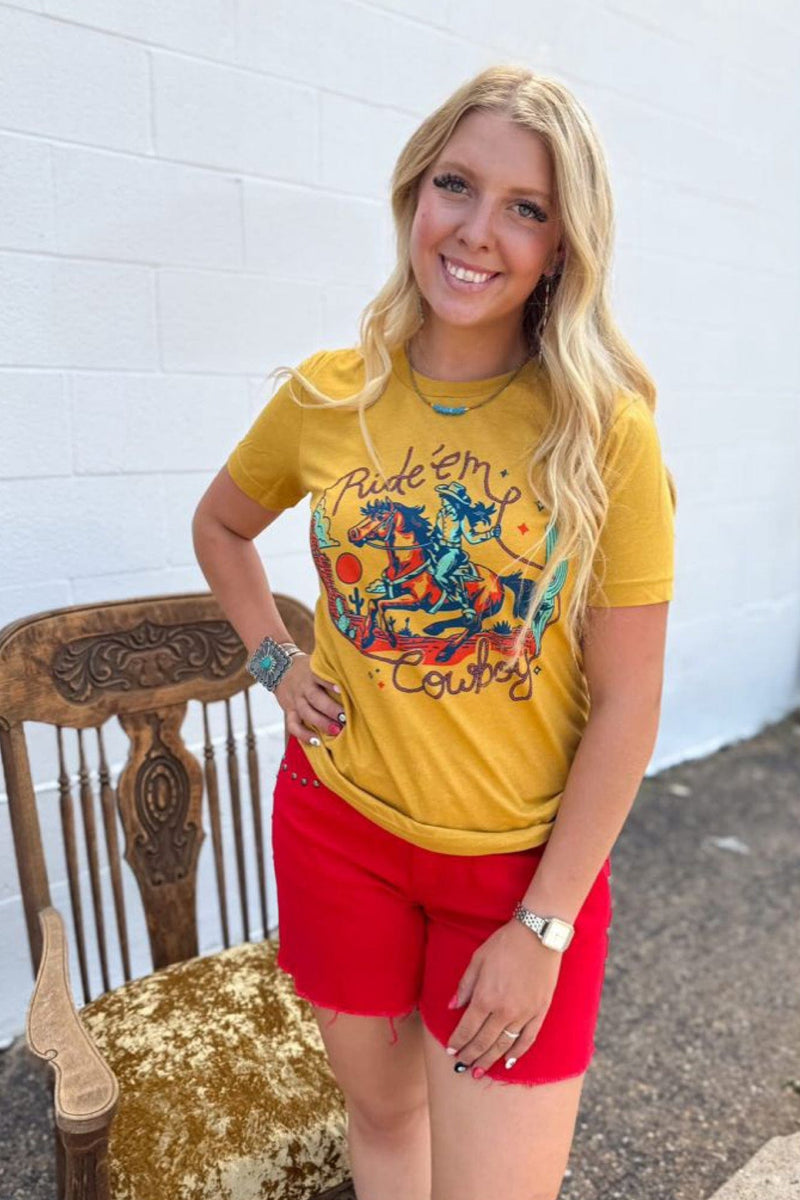 Shop Envi Me It's T-shirt Kinda Day The Mustard Sunny Cowgirl 🌵 Tee