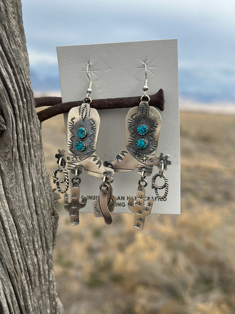 Shop Envi Me Earrings Turquoise The NA Made Boots & Cactus Sterling Silver & Real Turquoise Earring One Pair Only
