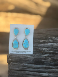 Shop Envi Me Earrings Turquoise The NA Made Double The Turquoise Sterling Silver & Real Turquoise Earring