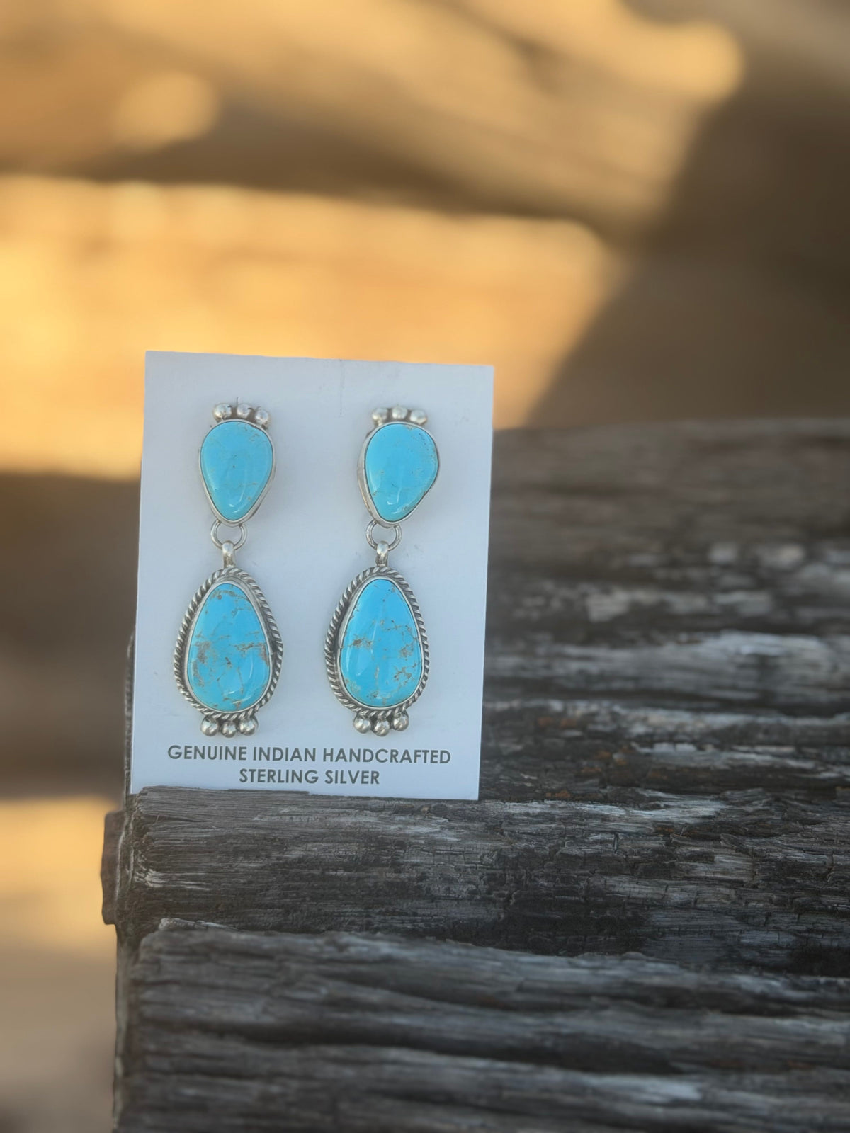 Shop Envi Me Earrings Turquoise The NA Made Double The Turquoise Sterling Silver & Real Turquoise Earring