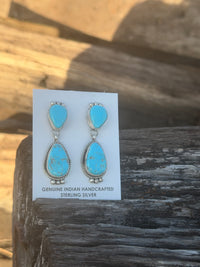 Shop Envi Me Earrings Turquoise The NA Made Double The Turquoise Sterling Silver & Real Turquoise Earring