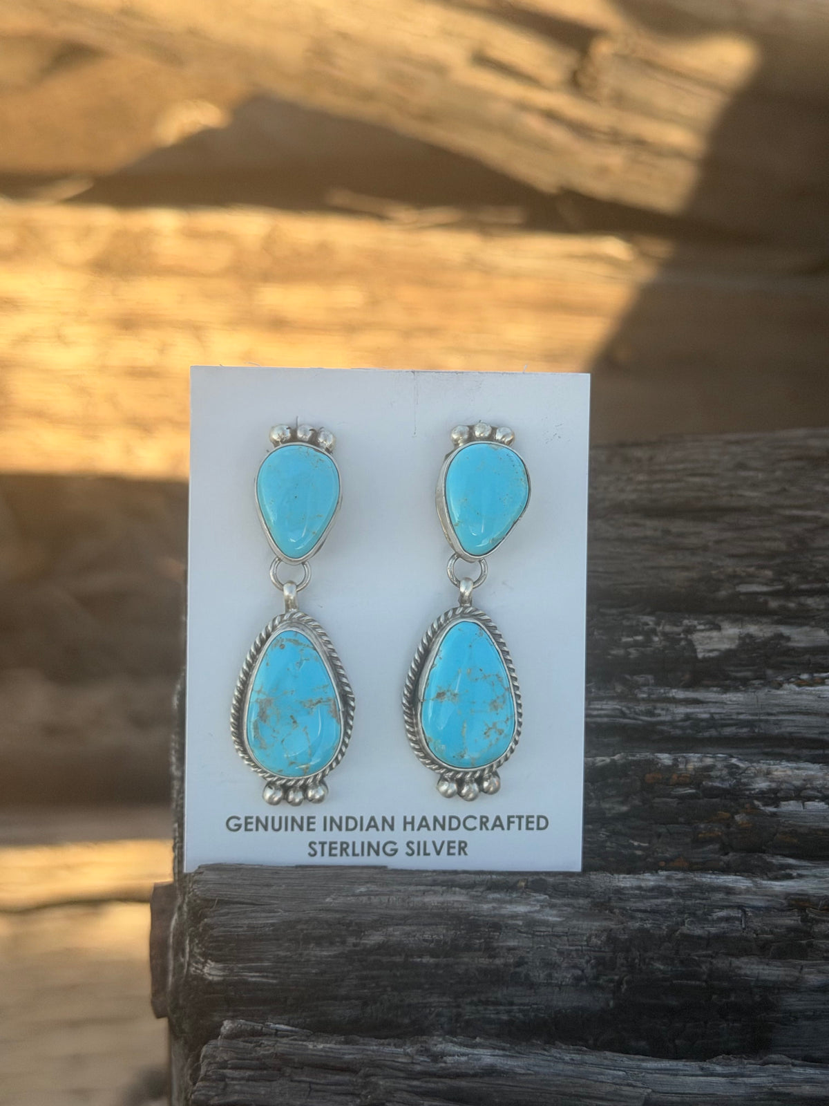 Shop Envi Me Earrings Turquoise The NA Made Double The Turquoise Sterling Silver & Real Turquoise Earring