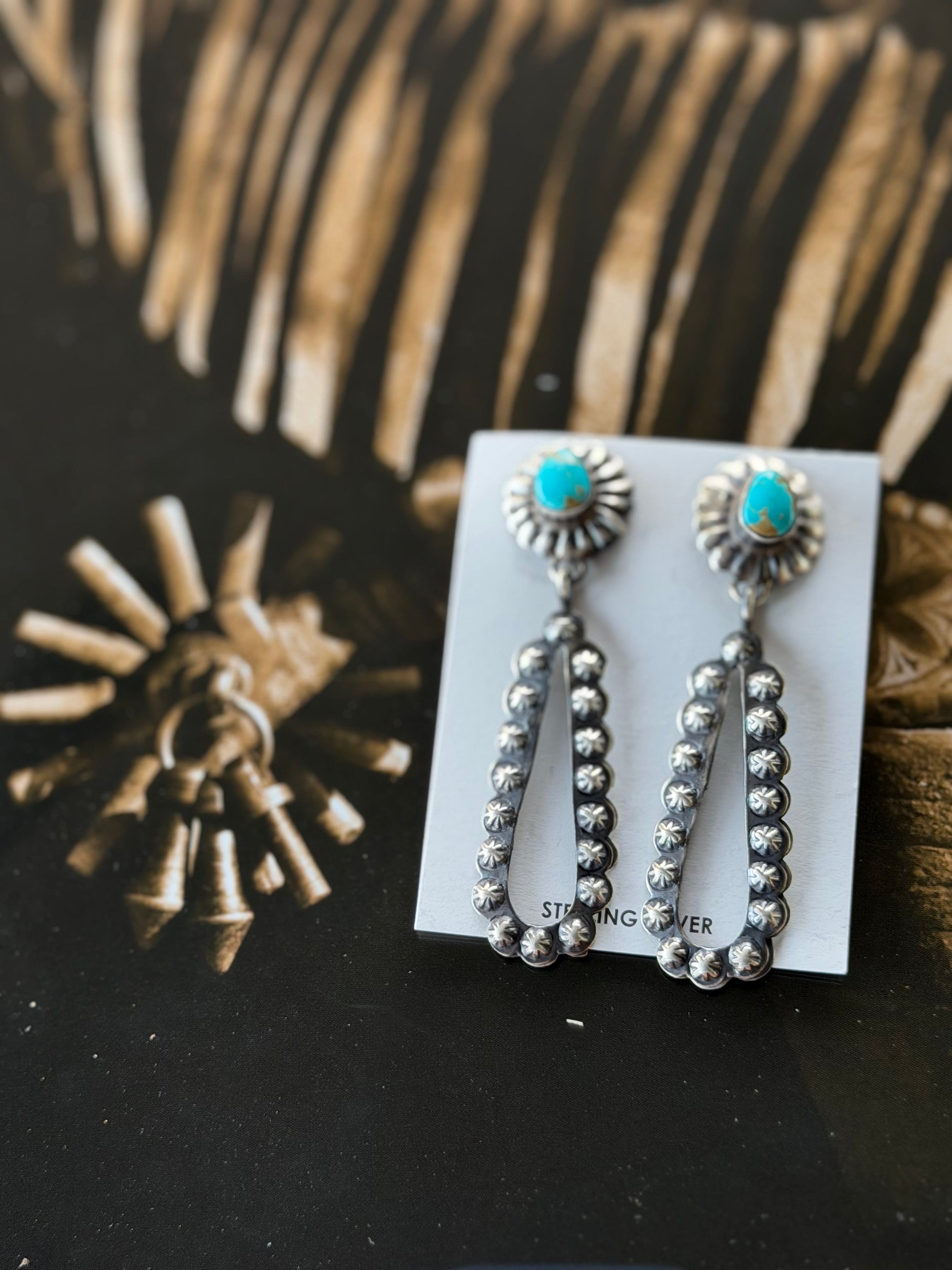 Shop Envi Me Earrings Silver The NA Made San Mesa Sterling Silver & Turquoise Navajo Pearl Earring