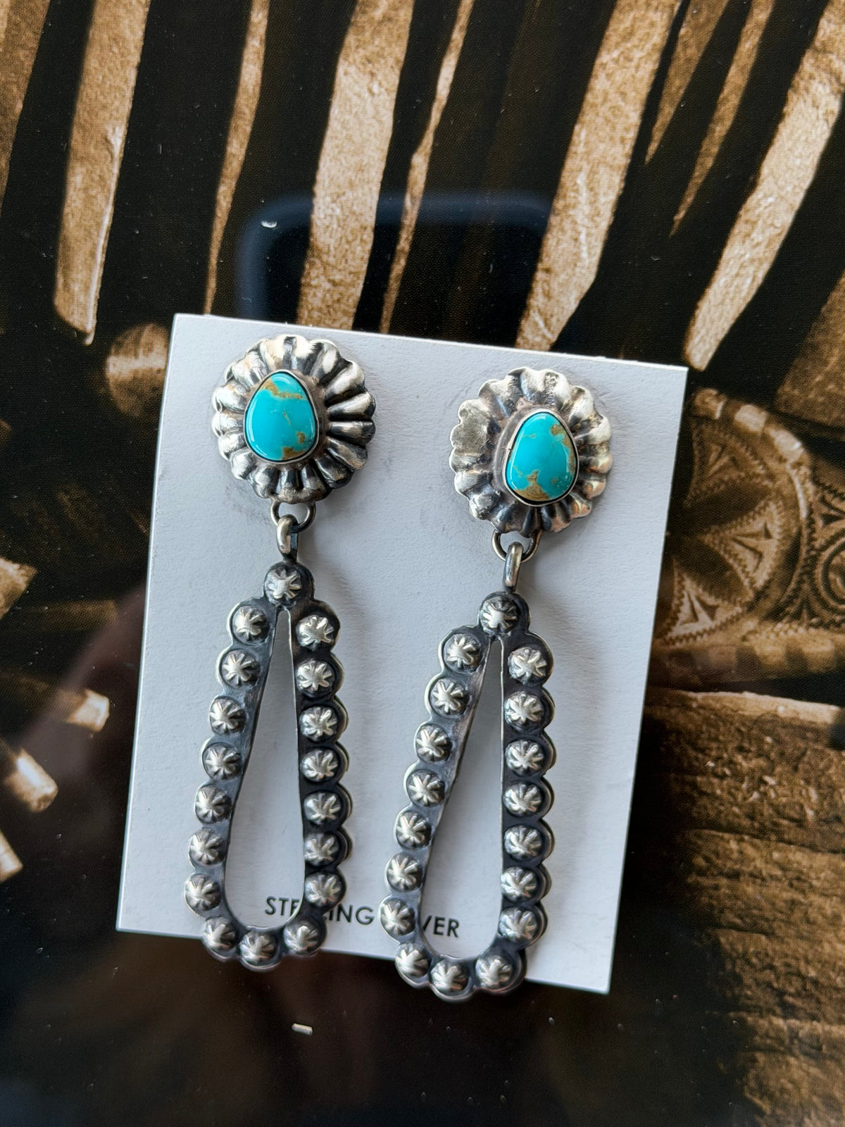 Shop Envi Me Earrings Silver The NA Made San Mesa Sterling Silver & Turquoise Navajo Pearl Earring