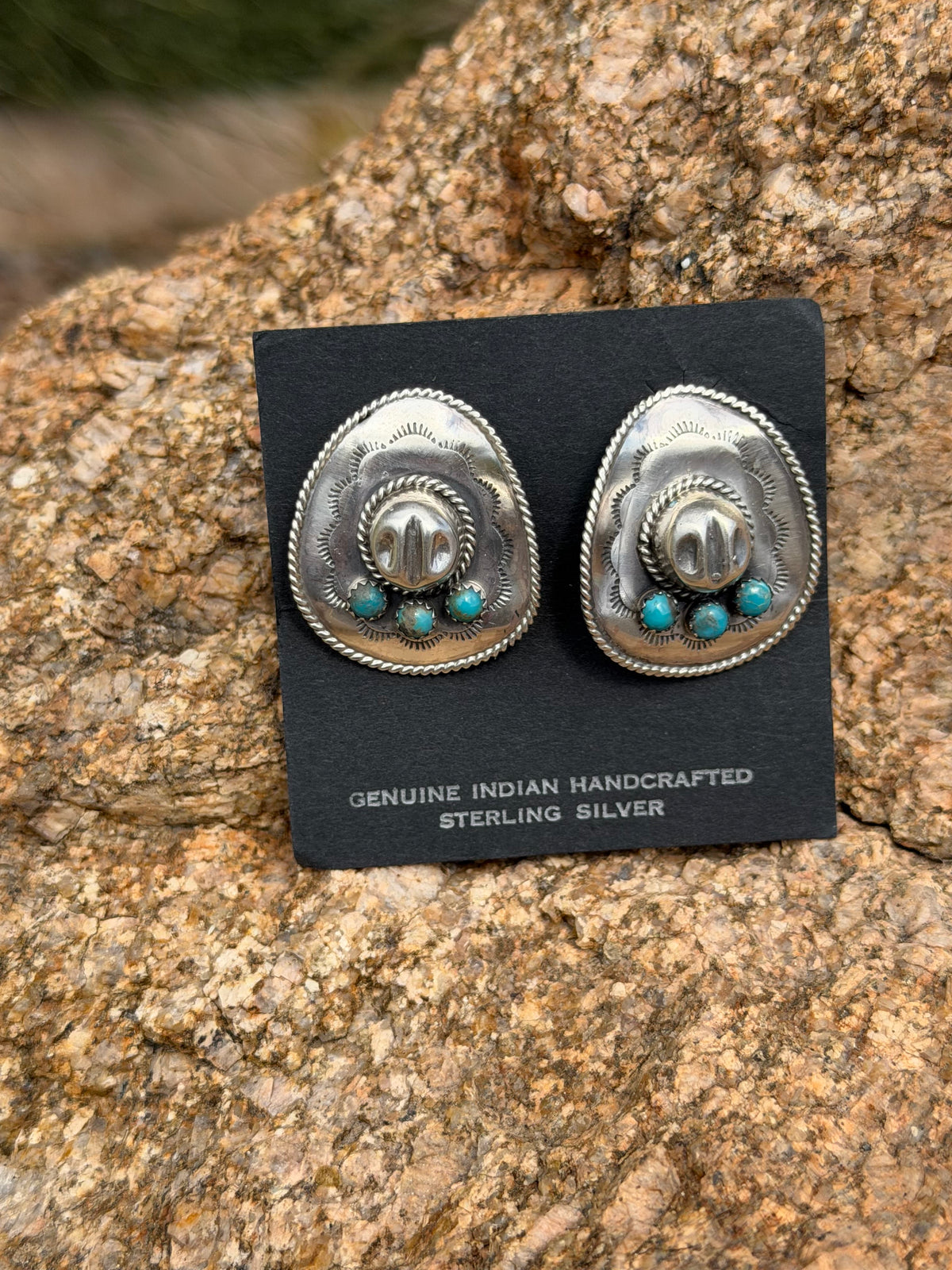 Shop Envi Me Earrings Silver The NA Made Sterling Silver & Kingman Turquoise Cowboy Hat Earrings
