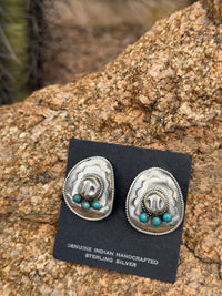 Shop Envi Me Earrings Silver The NA Made Sterling Silver & Kingman Turquoise Cowboy Hat Earrings
