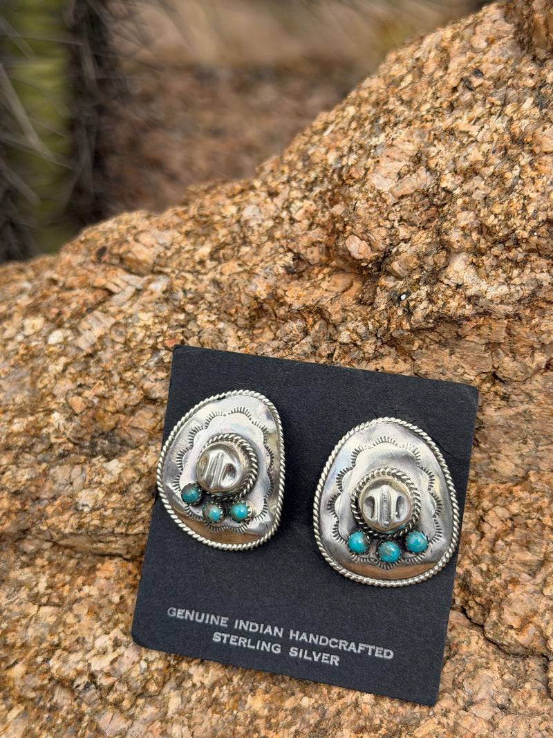 Shop Envi Me Earrings Silver The NA Made Sterling Silver & Kingman Turquoise Cowboy Hat Earrings