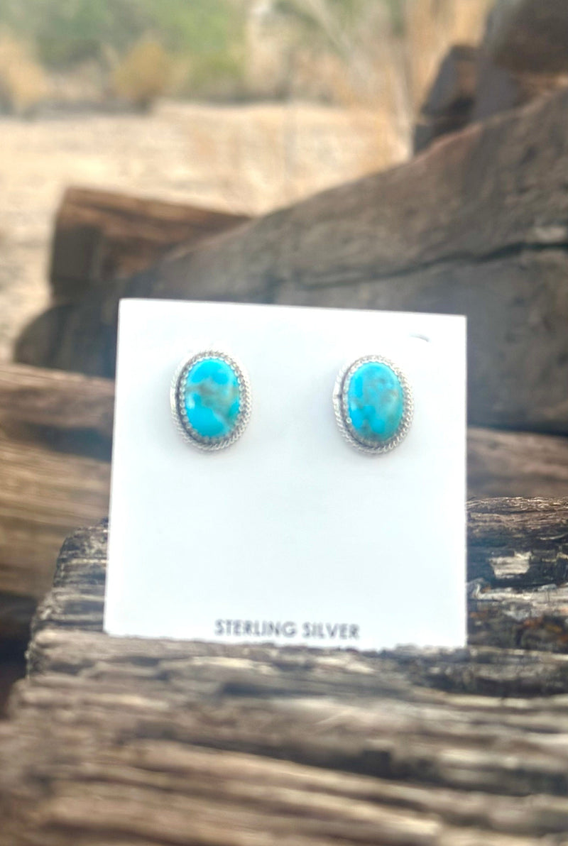 Shop Envi Me Earrings Silver The NA Sterling Silver & Kingman Turquoise Stud Earring