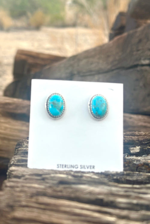 Shop Envi Me Earrings Silver The NA Sterling Silver & Kingman Turquoise Stud Earring