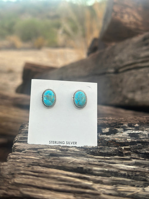 Shop Envi Me Earrings Silver The NA Sterling Silver & Kingman Turquoise Stud Earring