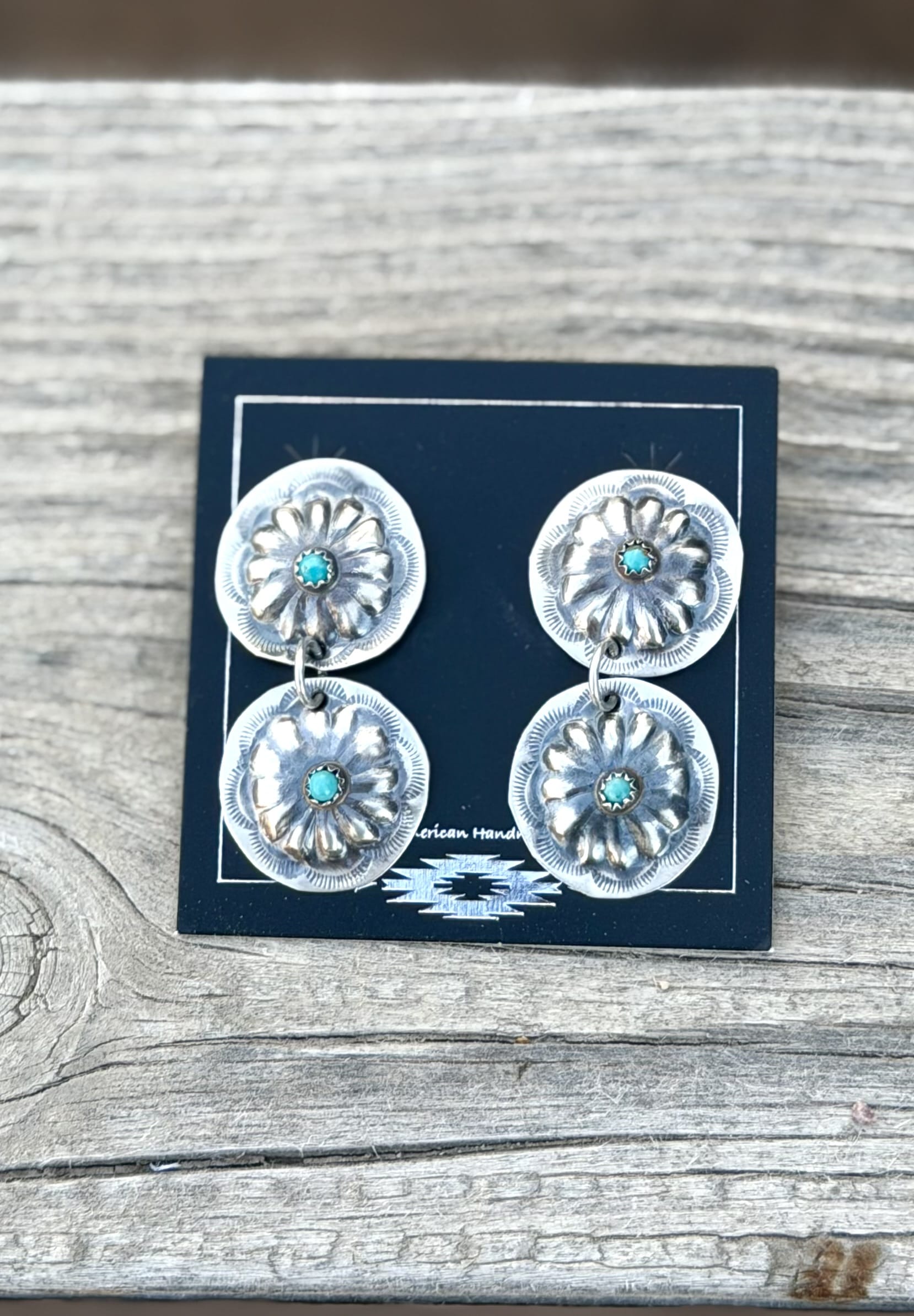 Shop Envi Me Earrings Sterling The NA Sterling & Turquoise Double Concho Earring