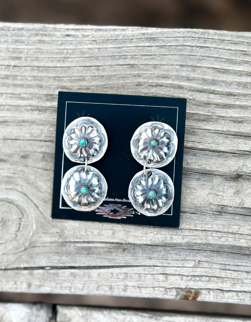 Shop Envi Me Earrings Sterling The NA Sterling & Turquoise Double Concho Earring