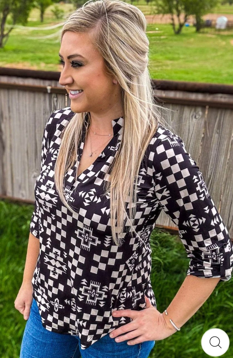 Shop Envi Me Tops and Tunics The Nampa Nights Aztec Top