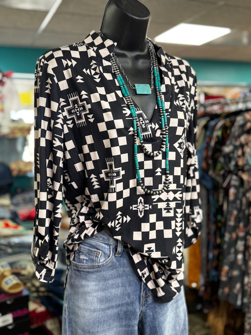 Shop Envi Me Tops and Tunics The Nampa Nights Aztec Top