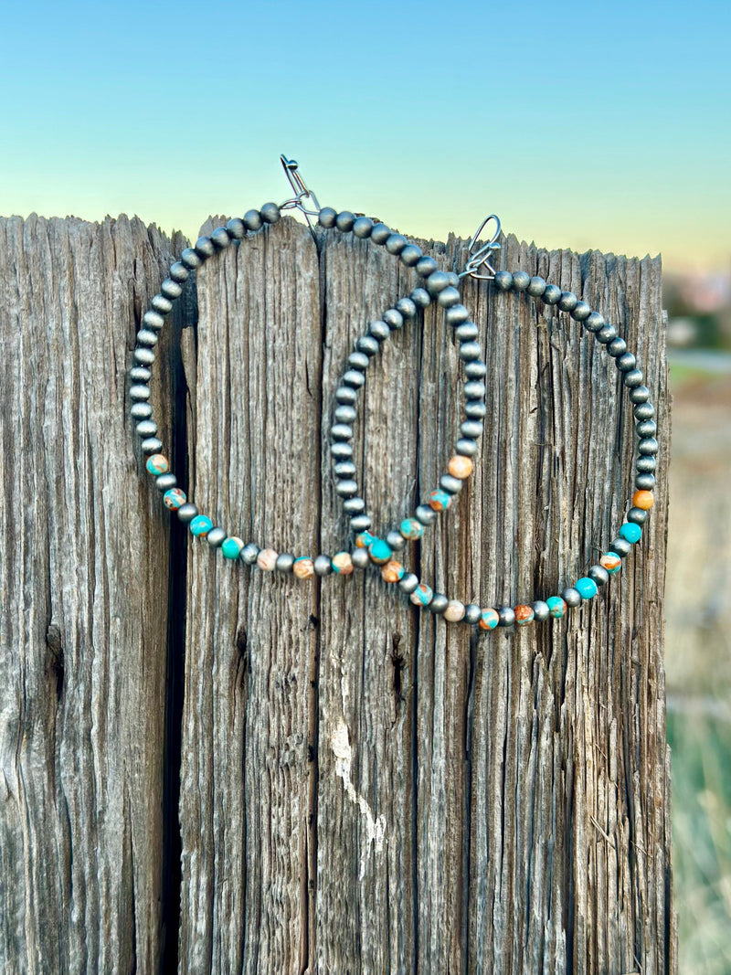 Shop Envi Me Earrings Pewter The Nephi Navajo Hoop w Multi Stones Earrings