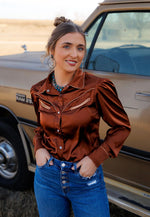 Shop Envi Me Sale The Nevada Fall Days Copper Satin Retro Western Top