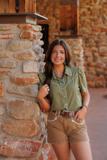Shop Envi Me Sale The Nevada Fall Days Olive Retro Western Top