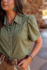 Shop Envi Me Sale The Nevada Fall Days Olive Retro Western Top