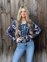 Shop Envi Me Tops and Tunics The New Charcoal Alamo Aztec V Neck Sweater