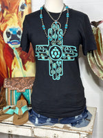 Shop Envi Me Tops and Tunics The New Mexico Turquoise Squash Zia Cross Tee
