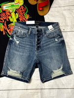 Shop Envi Me The New Summer Judy Blue Button Denim Mid Thigh Shorts