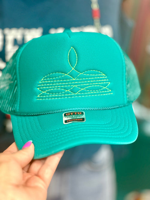 Shop Envi Me Accessories The New Turquoise Trinidad Bootstitch Trucker Cap