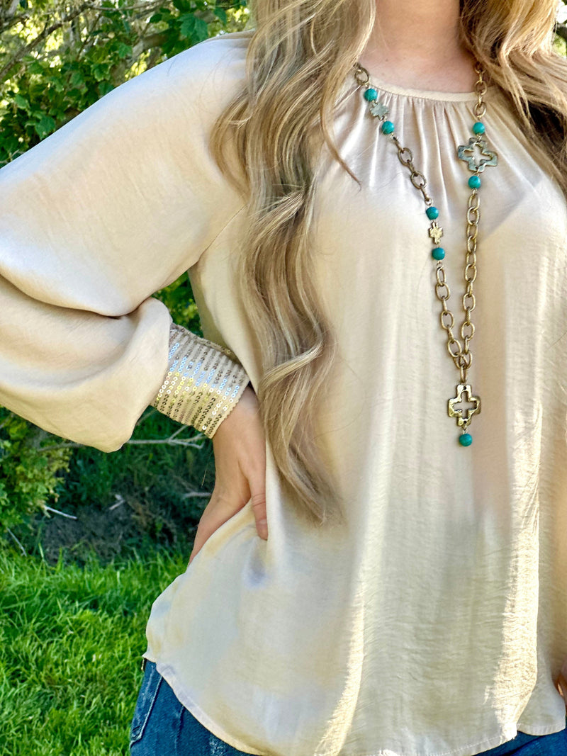 Shop Envi Me Tops and Tunics The Night Out Sequin Cuff Top