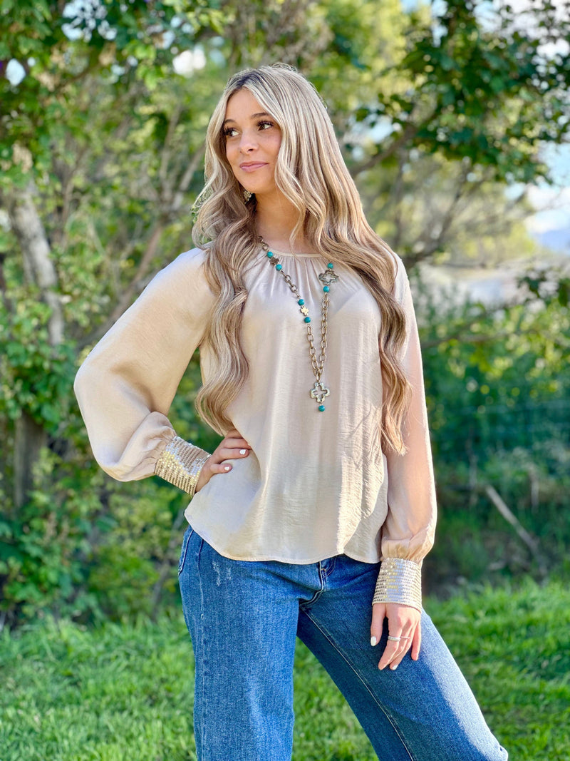 Shop Envi Me Tops and Tunics The Night Out Sequin Cuff Top