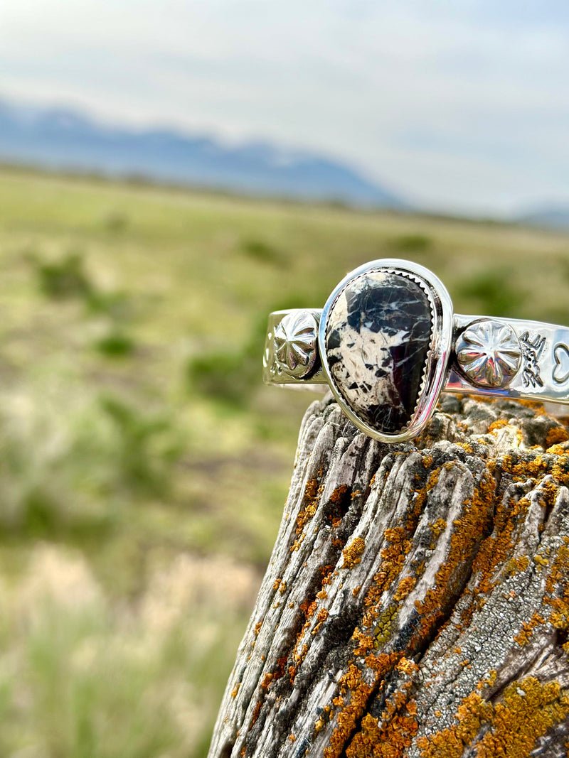 Shop Envi Me Bracelets Silver & Kingman Turquoise The Nopal Native American Sterling Silver & White Buffalo Turquoise (Real) Southwest Cuff Bracelet