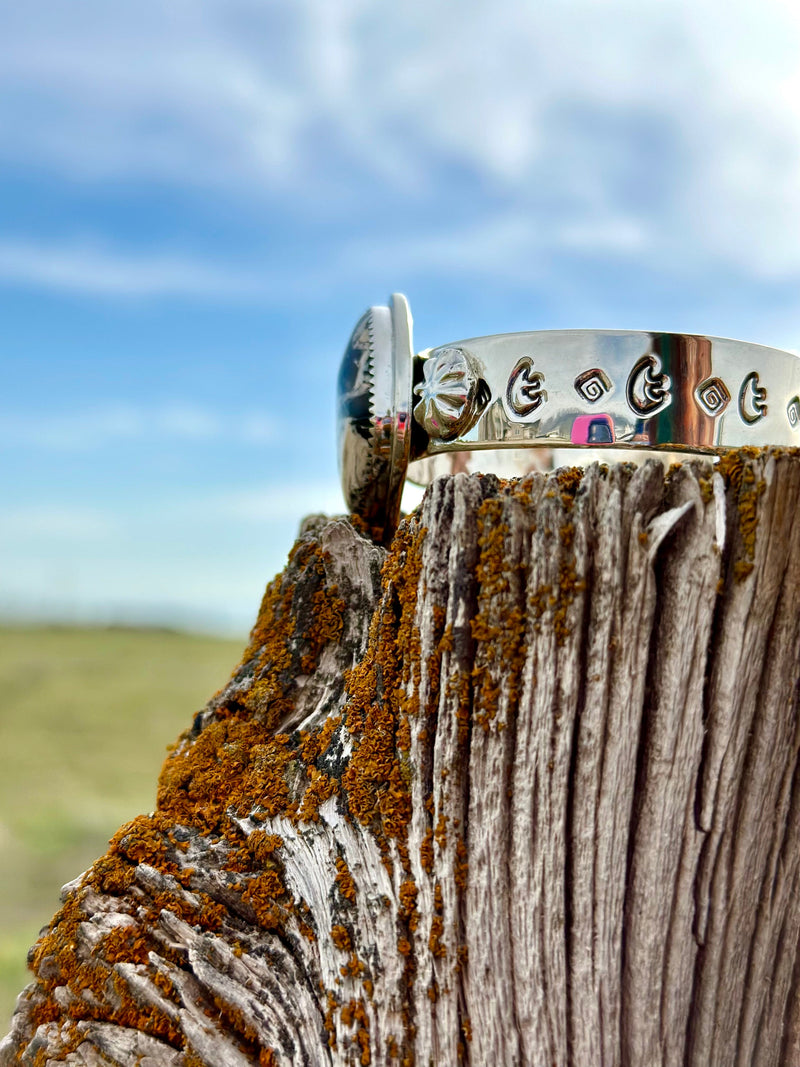 Shop Envi Me Bracelets Silver & Kingman Turquoise The Nopal Native American Sterling Silver & White Buffalo Turquoise (Real) Southwest Cuff Bracelet
