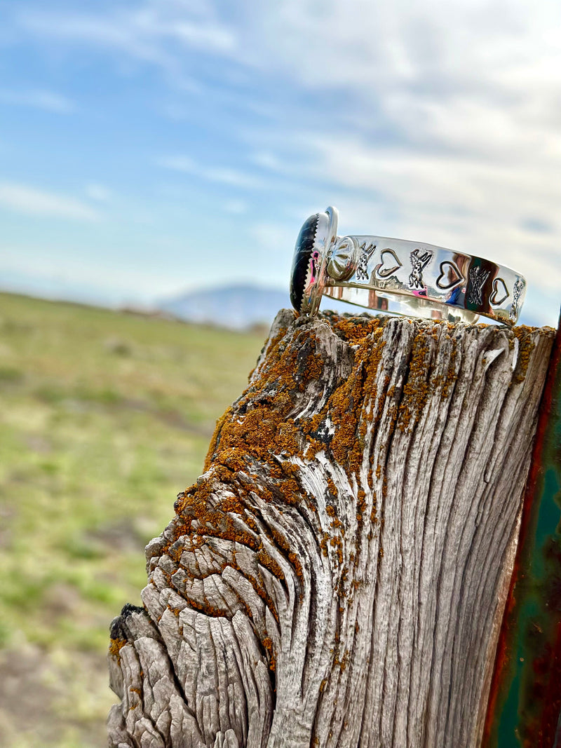 Shop Envi Me Bracelets Silver & Kingman Turquoise The Nopal Native American Sterling Silver & White Buffalo Turquoise (Real) Southwest Cuff Bracelet