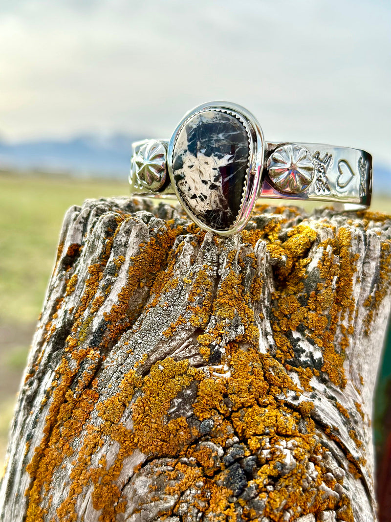 Shop Envi Me Bracelets Silver & Kingman Turquoise The Nopal Native American Sterling Silver & White Buffalo Turquoise (Real) Southwest Cuff Bracelet
