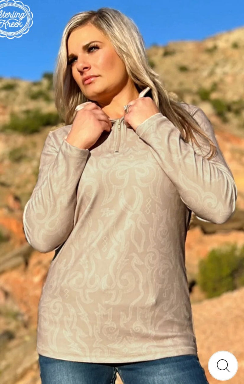 Shop Envi Me Tops and Tunics The On The Fall Ranch Bootstitch Quarter Zip Aztec Pullover