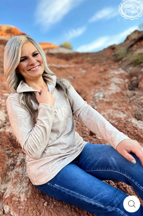 Shop Envi Me Tops and Tunics The On The Fall Ranch Bootstitch Quarter Zip Aztec Pullover