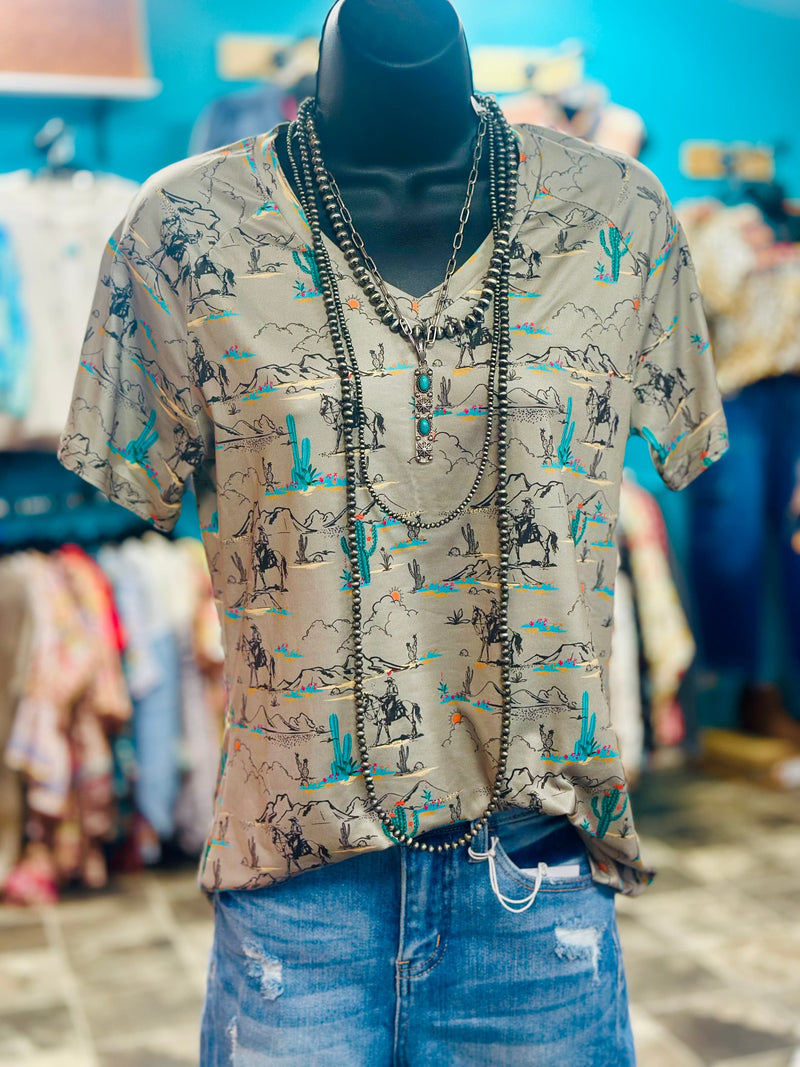 Shop Envi Me Tops and Tunics The On The Ranch V Neck Western Top