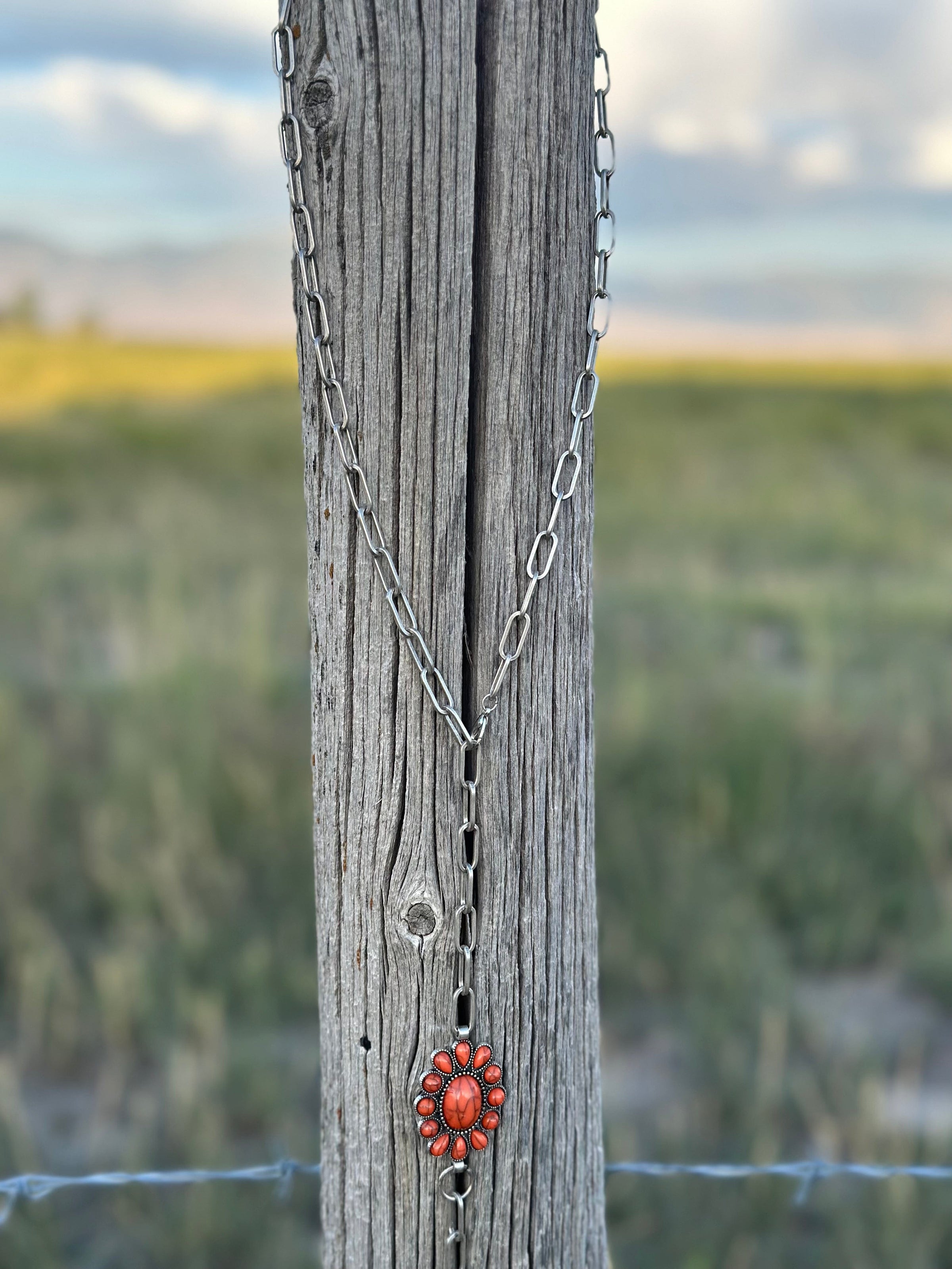 Shop Envi Me Jewelry Coral The Orange & Silver Paperclip Chain Necklace