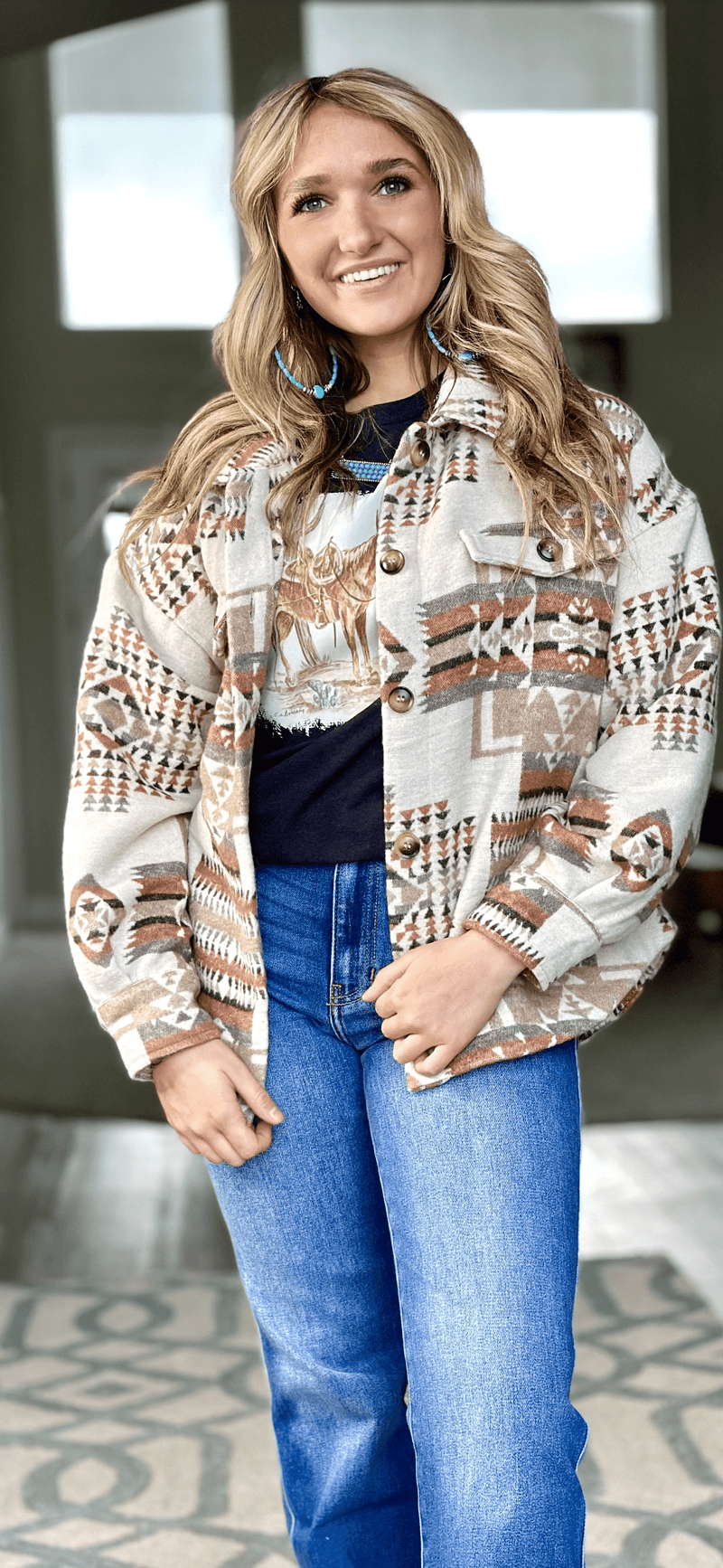 Shop Envi Me Cardigans and Kimonos The Oregon Fall Aztec Shacket