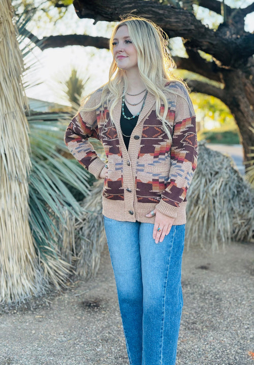 Shop Envi Me Cardigans and Kimonos The Oregon Trail Western Concho Sweater Cardigan