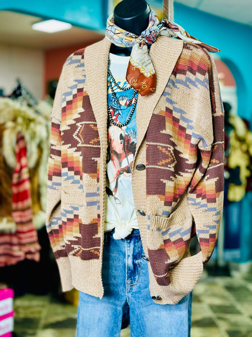 Shop Envi Me Cardigans and Kimonos The Oregon Trail Western Concho Sweater Cardigan