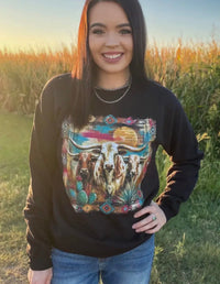Shop Envi Me Tops and Tunics The Painted Longhorns of Texas Sweatshirt